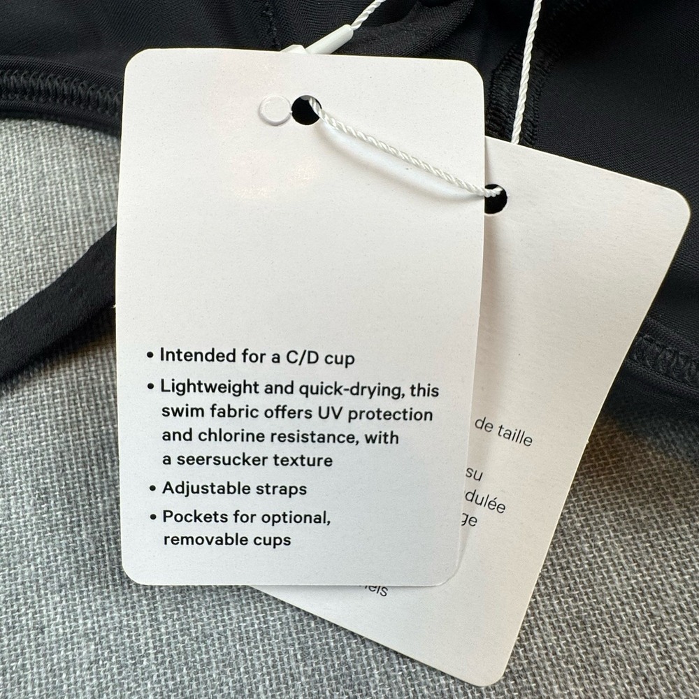 Lululemon Swim Top Size Extra Small Black Seersucker High Neck Long C/D Cups NWT - Picture 5 of 10